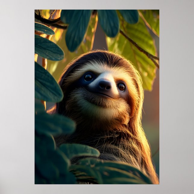 Adsible Sloth in Tropical Canopy Poster (Framsidan)