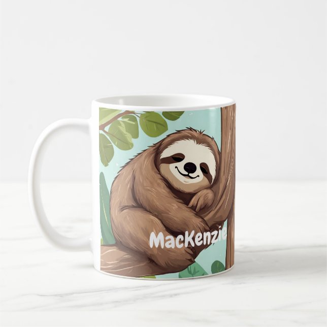 Adsible Sloth Lazy Anpassningsbar Coffee Mugg Gift (Vänster)