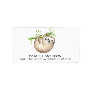 Adsible Sloth Pojke Shower Address Label Adressetikett