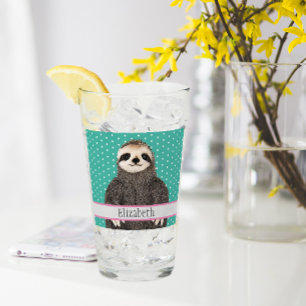 Adsible Sloth Teal Namn Kids Animal Glaskopp