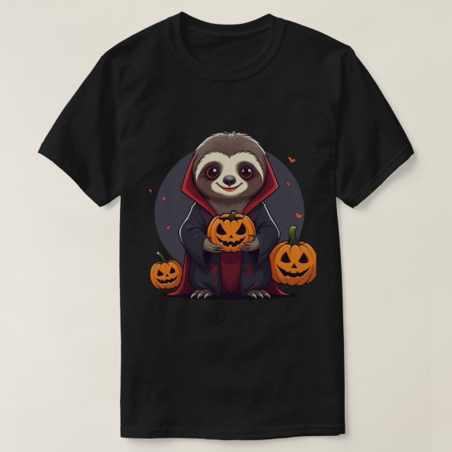 Adsible Sloth Vampire Halloween Perfekt Spookykul T Shirt (Design framsida)