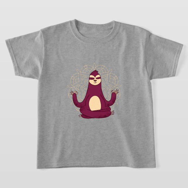 Adsible Sloth Yoga Meditation T Shirt (Laydown)