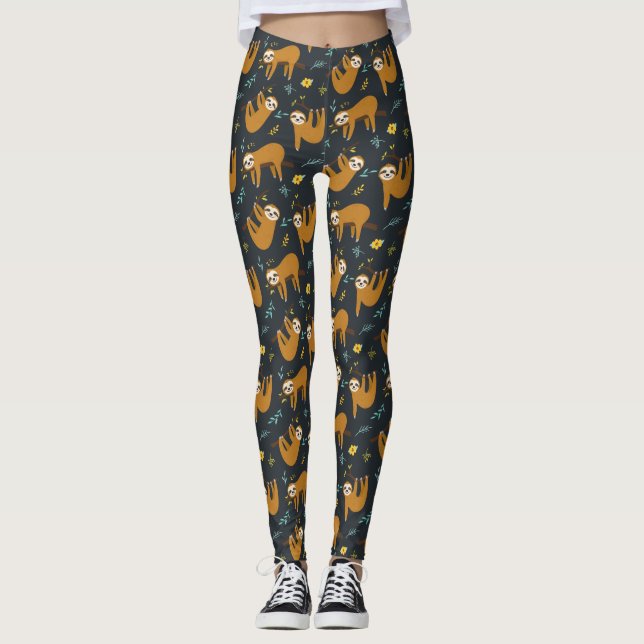 Adsible Sloths Mönster Leggings (Framsida)