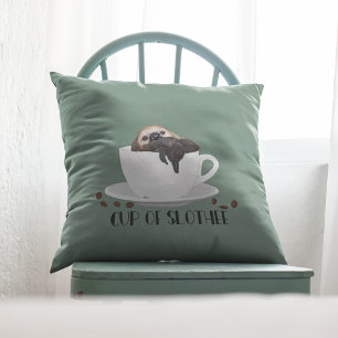 Adsible Sömnig Sloth for Coffee Älskare Kudde