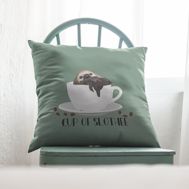Adsible Sömnig Sloth for Coffee Älskare Kudde (Skapare uppladdad)