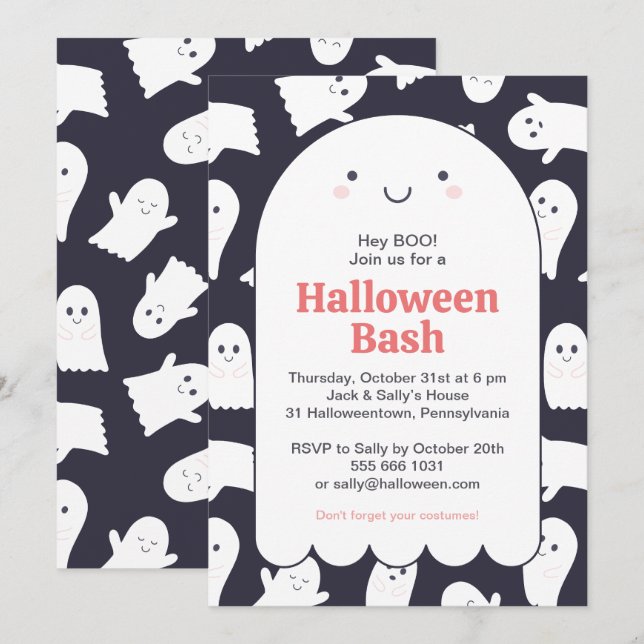 Adsible Spöken Halloween Bash Personlig Inbjudningar (Fram/baksida)