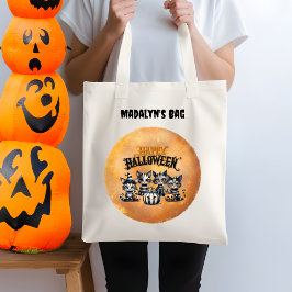 Adsible Spooky Black and White Halloween Kitten Tygkasse