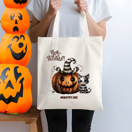 Adsible Spooky Black and White Halloween Kitten Tygkasse