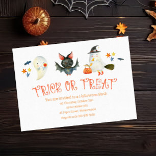 Adsible Spooky Friends "Bus eller godis" Halloween Inbjudningar