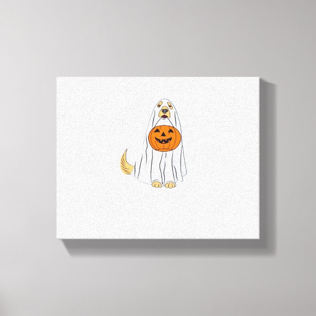 Adsible Spooky Golden Retriever Ghost Classic T-S Canvastryck (Framsida)