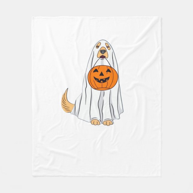 Adsible Spooky Golden Retriever Ghost Classic T-S Fleecefilt (Framsidan)