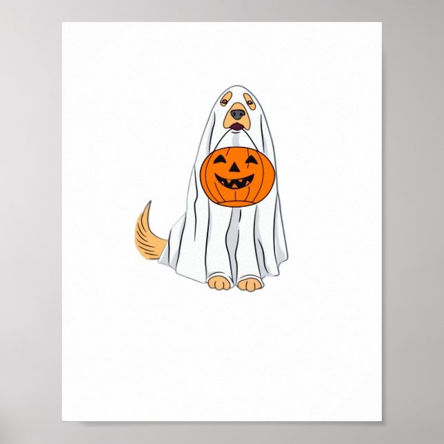 Adsible Spooky Golden Retriever Ghost Classic T-S Poster (Framsidan)