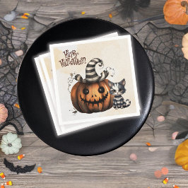 Adsible Spooky Stripe Halloween Kitten Pumpkin Pappersservett