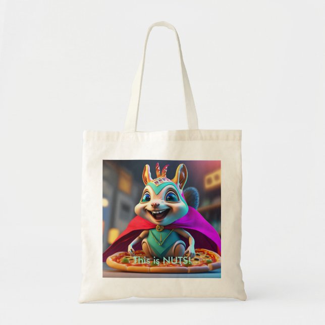 Adsible Squirrel Pizza Nöt Tote Bag Tygkasse (Framsidan)