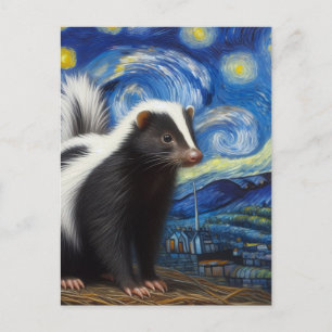 Adsible Starry Night Skunk Van Gogh Vykort