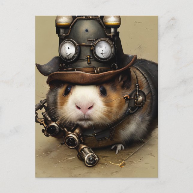 Adsible Steampunk Hampster Vykort (Framsida)