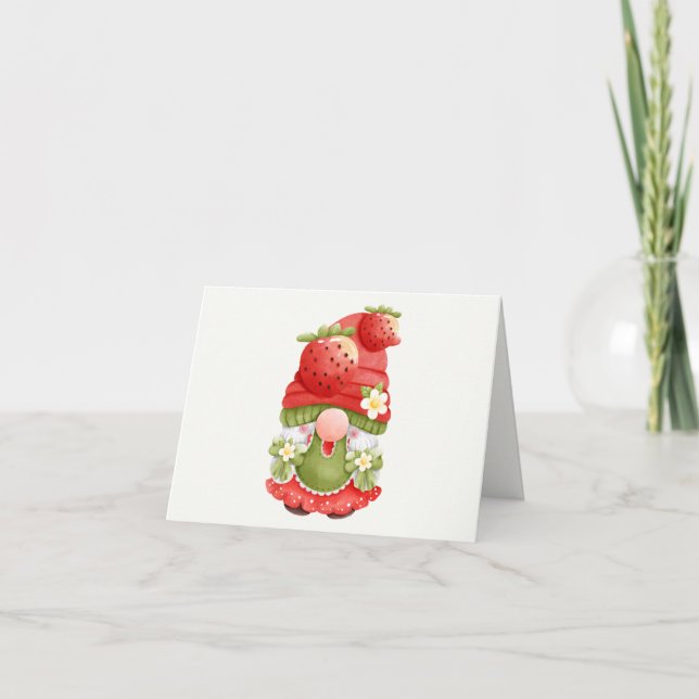 Adsible Strawberry Garden Gnome Kort (Framsida)