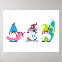Adsible Summer Gnomes Funny Beach Poster