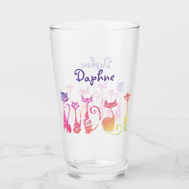 Adsible Swirly Silhouette Cats Glaskopp (Framsida)