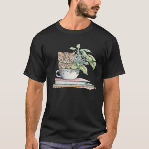 Adsible Tea Sipping Kattunge an Illustrated Tekopp T Shirt