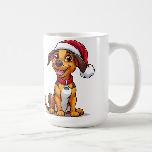 Adsible Tecknad hund with Santa Hat Kaffemugg (Höger)