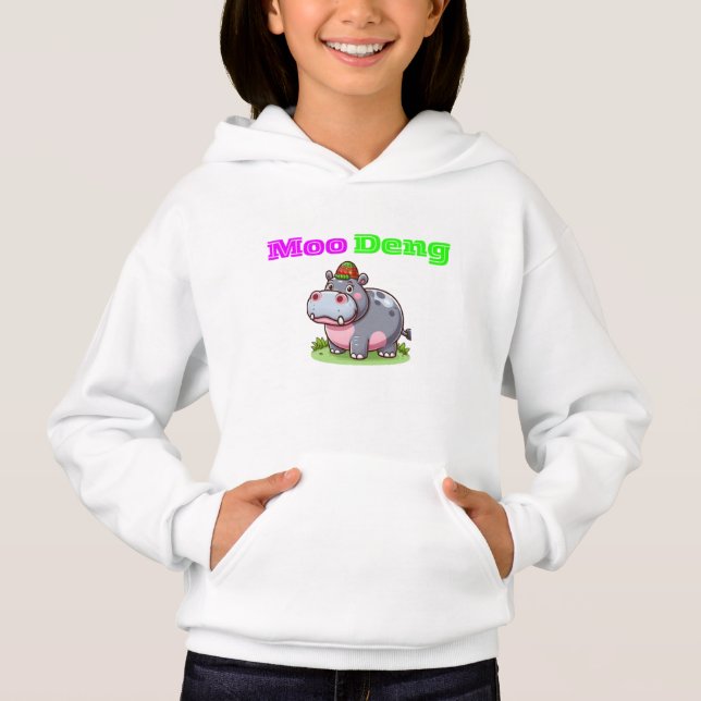 Adsible Thai Baby Hippo Hoodie - Moo Deng T Shirt (Framsida)