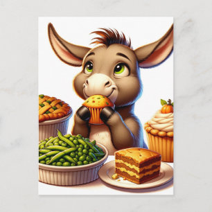 Adsible Thanksgiving Donkey Vykort