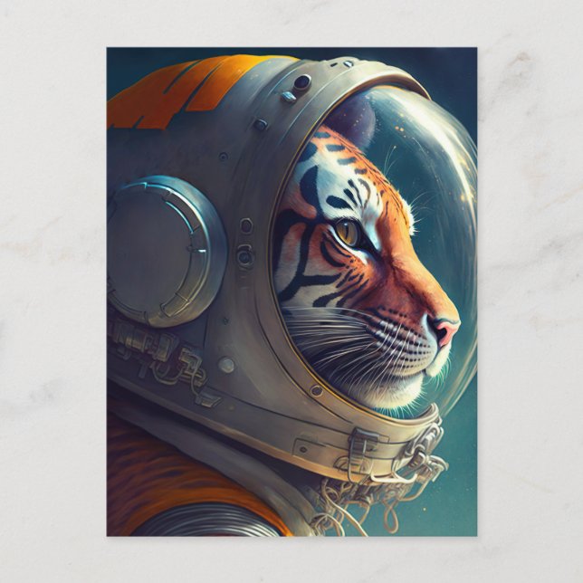 Adsible Tiger Astronaut Vykort (Framsida)