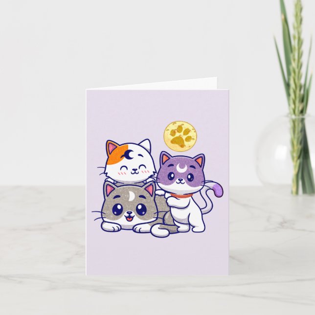 Adsible Trio - tre Cute Cats Anteckningskort (Framsida)