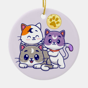 Adsible Trio - tre Cute Cats Julgransprydnad Keramik