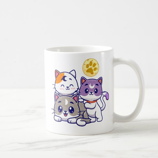 Adsible Trio - tre Cute Cats Kaffemugg (Höger)
