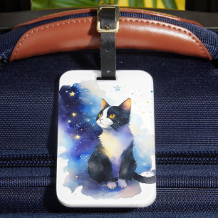 Adsible Tuxedo Cat Watercolor Illustration Bagagebricka