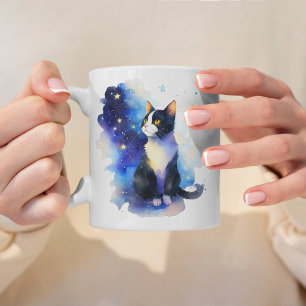 Adsible Tuxedo Cat Watercolor Illustration Kaffemugg