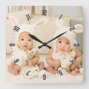 Adsible Twillingars Photo Nursery Fyrkantig Klocka