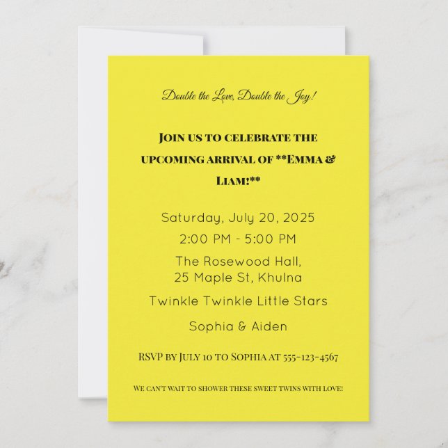 Adsible Twin Baby Shower-inbjudan Inbjudningar (Framsida)