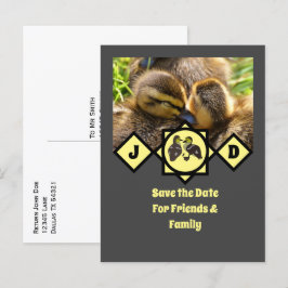 Adsible Twin Ducklings Monogram Photo Inbjudan Vykort