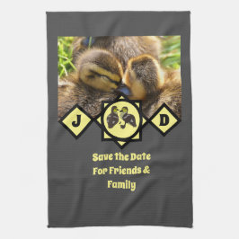 Adsible Twin Ducklings Monogram Photo Kökshandduk