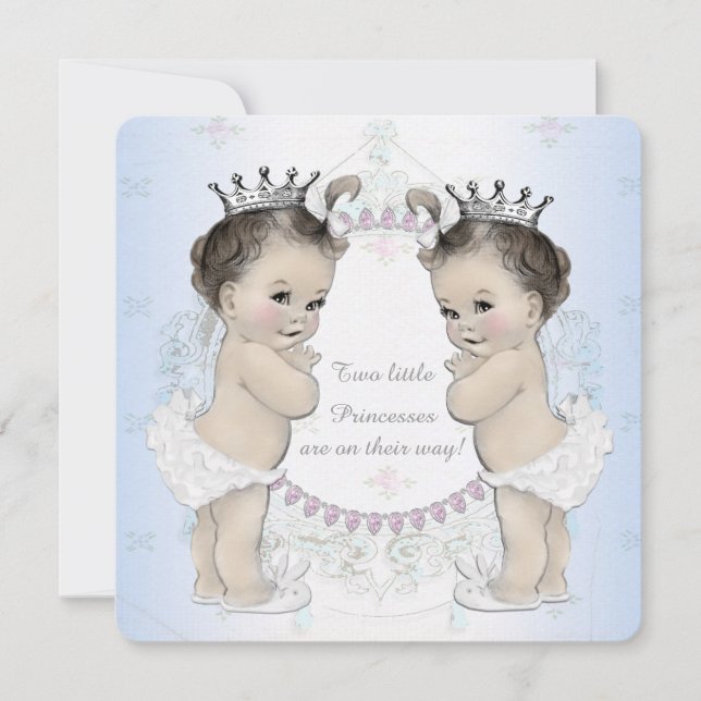 Adsible Twin Girl Baby Shower Inbjudningar (Framsida)
