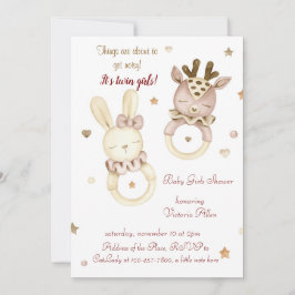 Adsible Twin Girls Baby Shower-inbjudan Inbjudningar