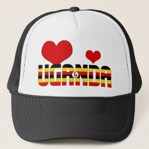 Adsible Uganda Flagga Hearts Patriotic Keps