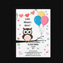 Adsible Uggla med Balloons & Hearts Baby Shower