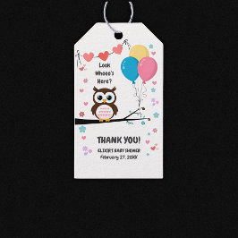 Adsible Uggla med Balloons & Hearts Baby Shower Presentetikett