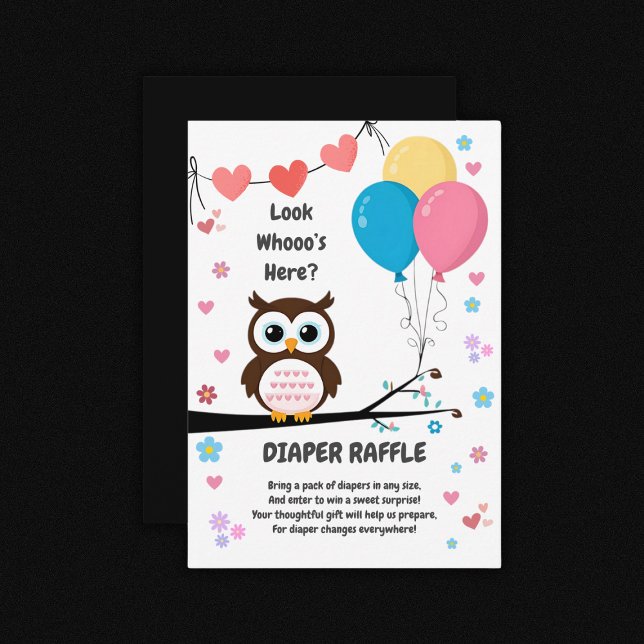 Adsible Uggla med Balloons & Hearts Baby Shower Tilläggskort (Skapare uppladdad)