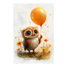 Adsible Uggla med Orange Balloon - Whimsical Autum