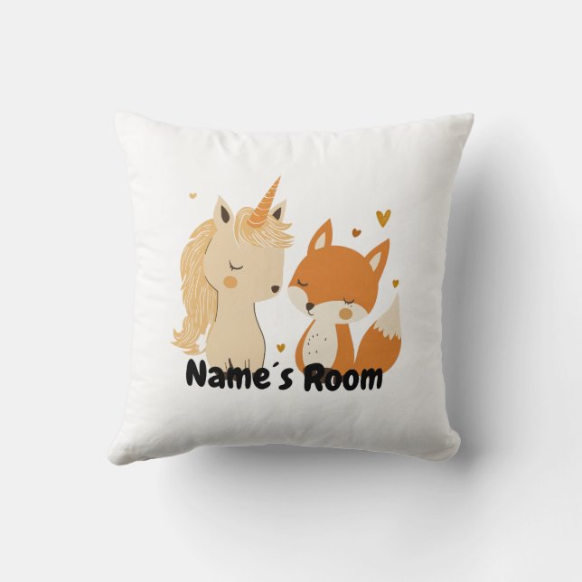 Adsible Unicorn and Fox Pillow för barn'rum Kudde (Baksida)