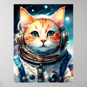 Adsible USA Astronaut Cat Poster