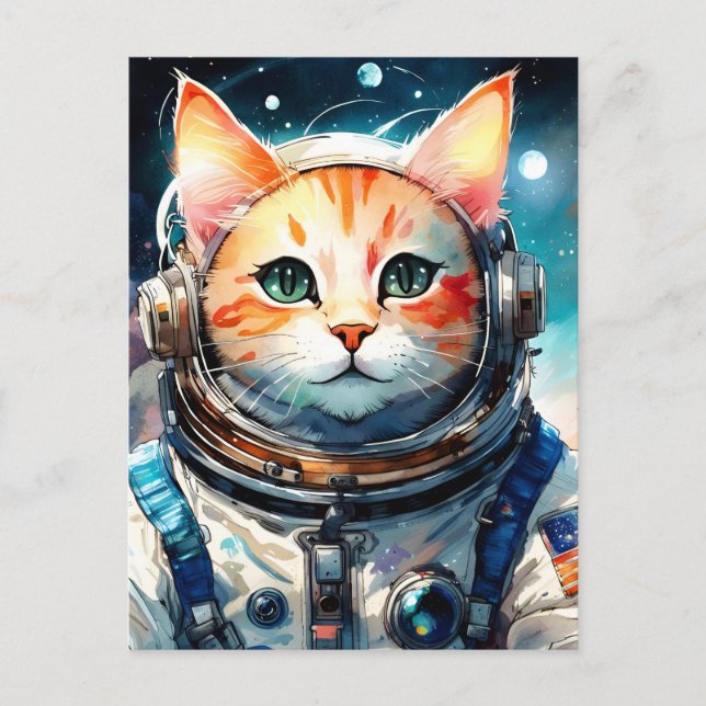 Adsible USA Astronaut Cat Vykort (Framsida)
