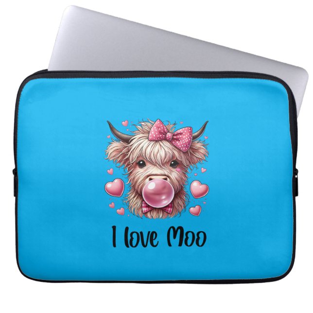 Adsible Valentine Highland Cow Laptop Fodral (Framsidan)
