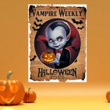 Adsible Vampire Vintage Stil Halloween Newspaper