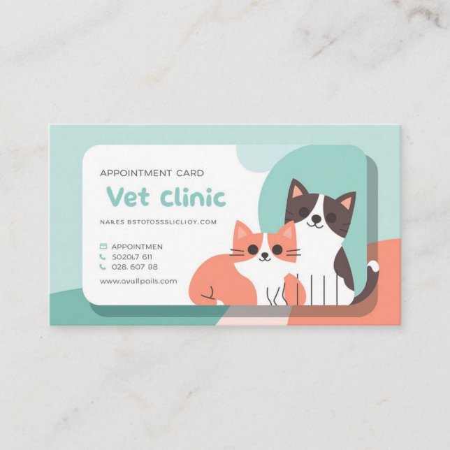 Adsible Vet Clinic Appointment Card - Pet Tassar D Tidsbeställning Kort (Framsida)